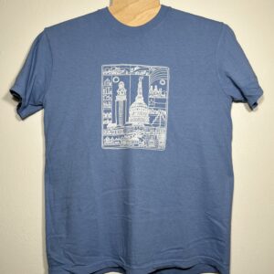 Austin, Texas City Scape- Cement on Dark Blue Light T