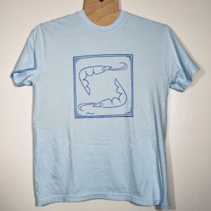 Shrimp! Cobalt on Baby Blue