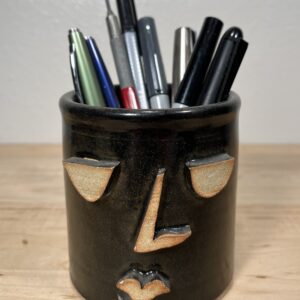 Pen Holder/ Luminary- Stoneware Face