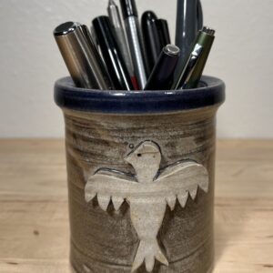 Pen Holder/ Luminary-  Stoneware Thunderbird